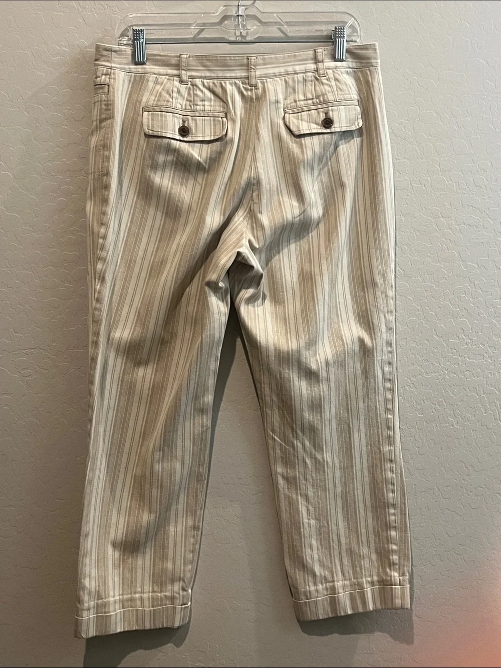 Tory Burch Striped Beige & Cream Crop Pants - Picture 6 of 13